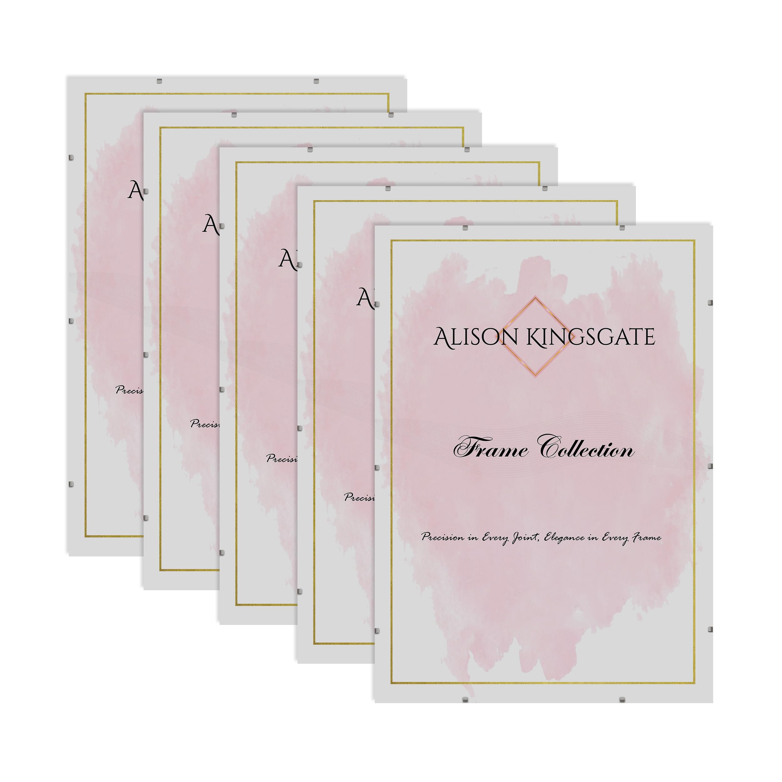 Alison Kingsgate 70X50CM Clip Frame (Pack of 5)- Frameless Picture Frame with Shatter-Resistant Perspex & Sturdy MDF Back- Borderless Clip Photo Frame for Posters, Certificates, Art & Wall Decor