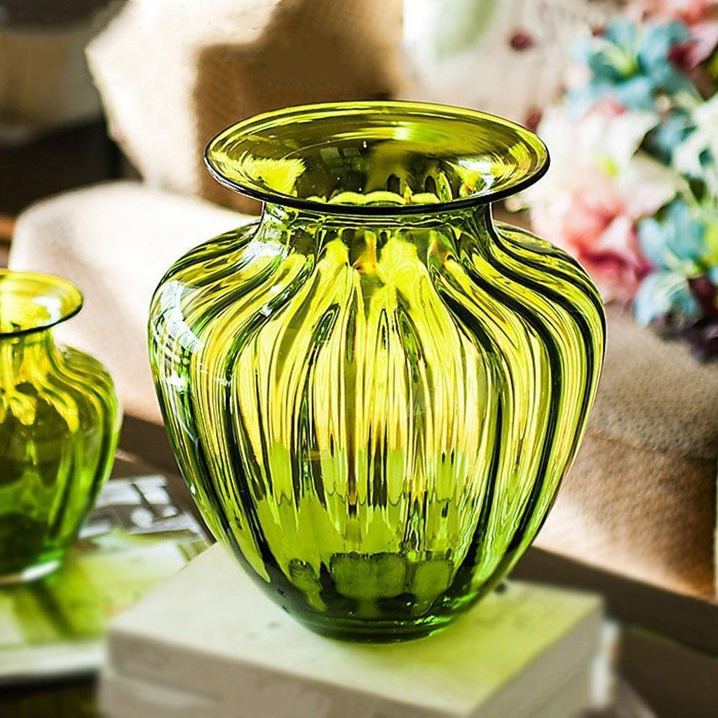 Vase fleurs séchées MU grand format en verre gaufré, objet déco rétro chic