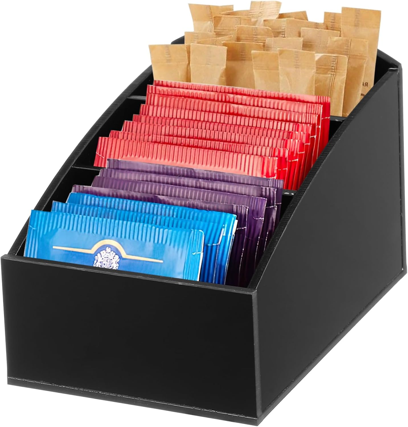 Coffee Station Organizer Box Lid Tea Bag and Sugar Holder Small Storage Container for Kitchen Countertop Plastic