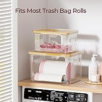 Vista 6 de Delamu Acrylic Trash Bag Holder, 2 Pack (XL+S) Stackable Garbage Bag Dispenser, Clear Organizer Bins for Under Sink Organization, Pantry Storage