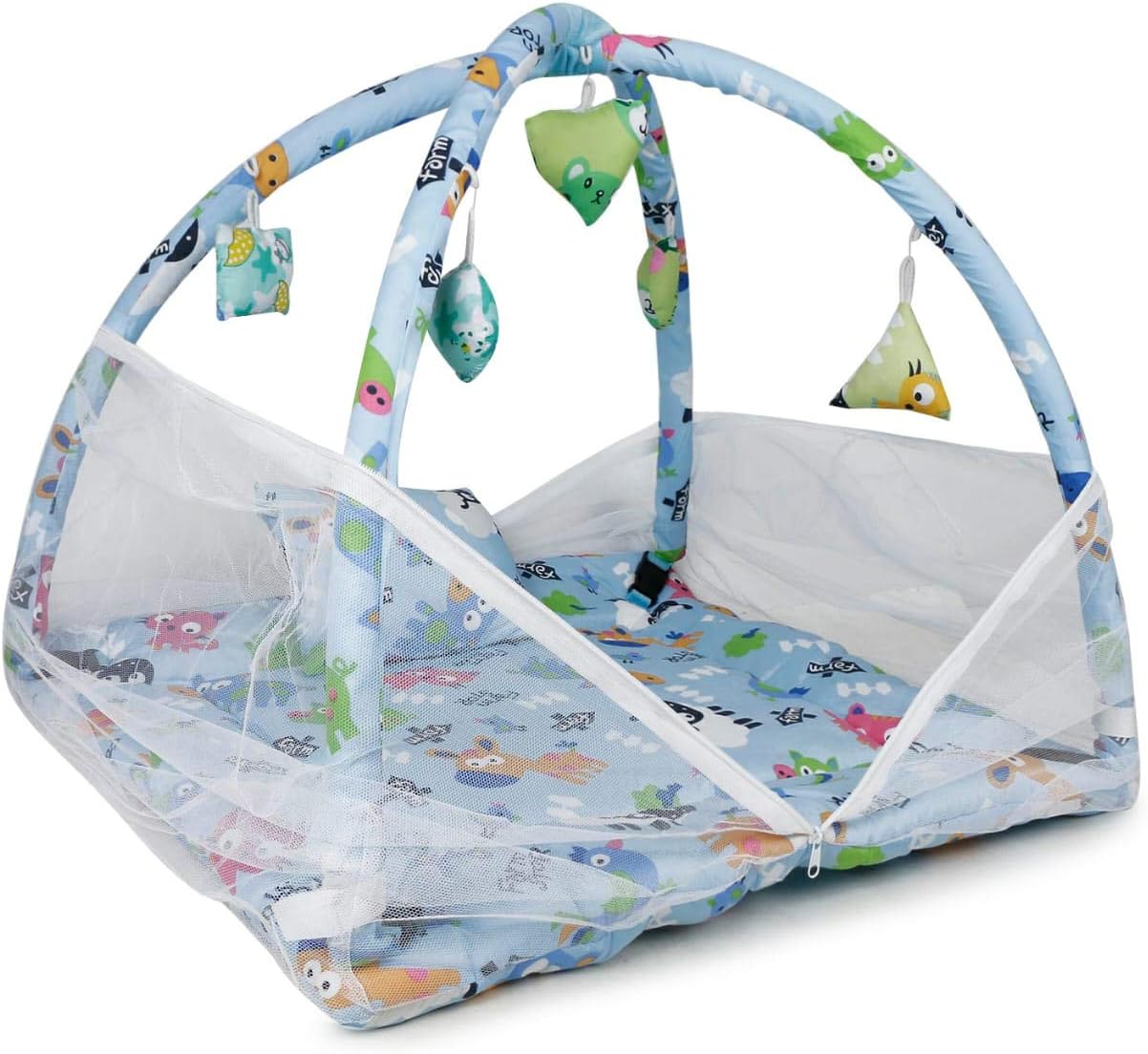 DearJoy Baby Bedding Set with Mosquito Net (Blue Jungle Print)