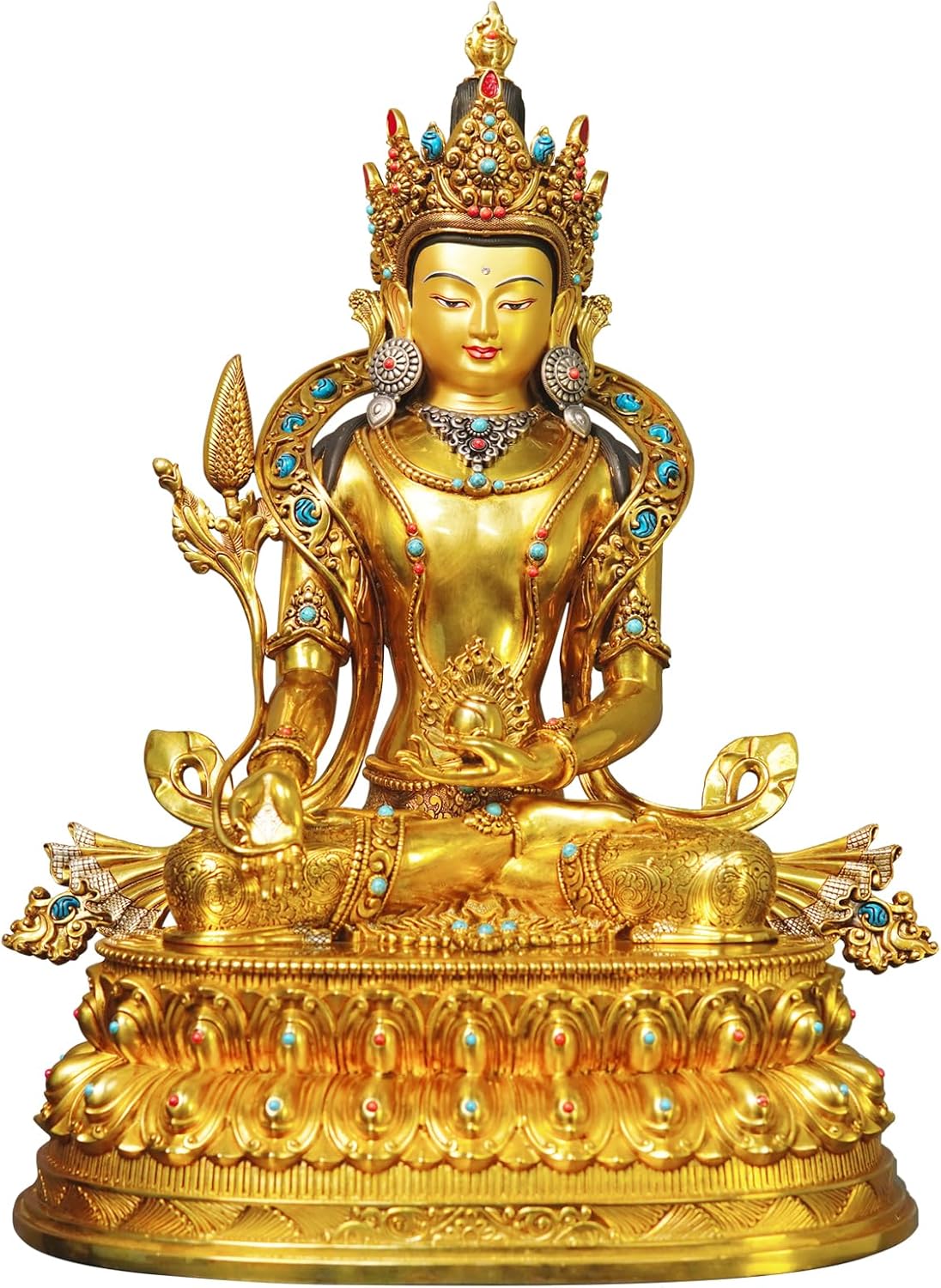 Brass Buddha Statue Indoor – Handcrafted Gold Buddhist Statue for Home Décor, Meditation & Zen Space (8.27 Inch) Ksitigarbha Buddha