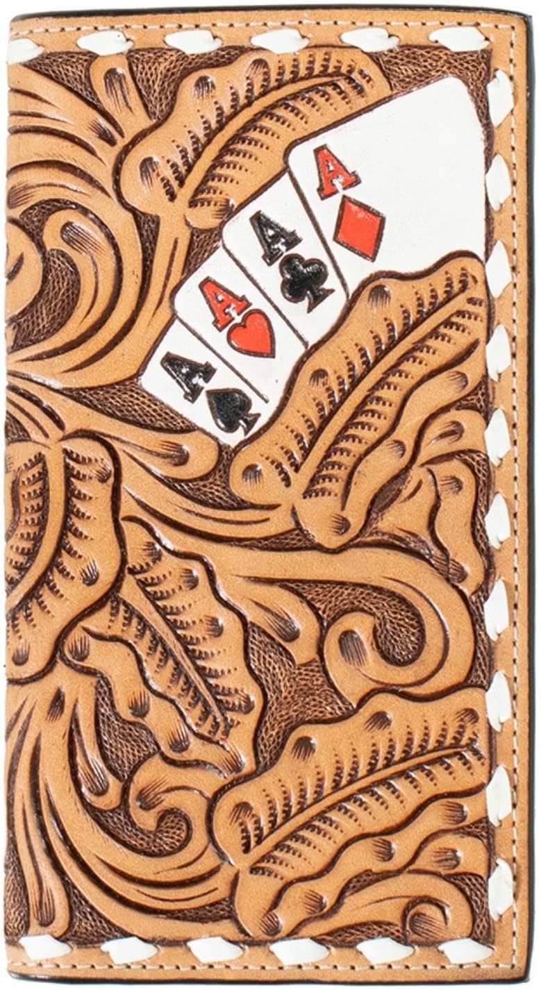 3D Belt Rodeo Wallet Hand Painted Ace Cards, Natural Color