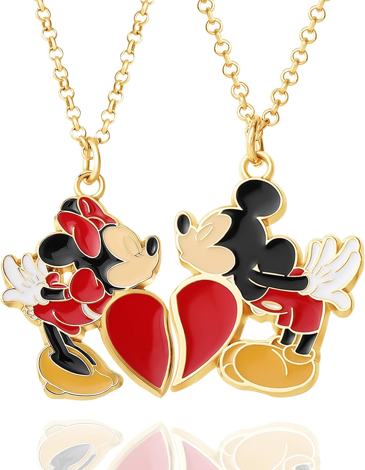 Minnie & Mickey Mouse Couples Necklace Official License, 16"+3" Fashion Jewelry Disney Couples Necklaces for Him and Her