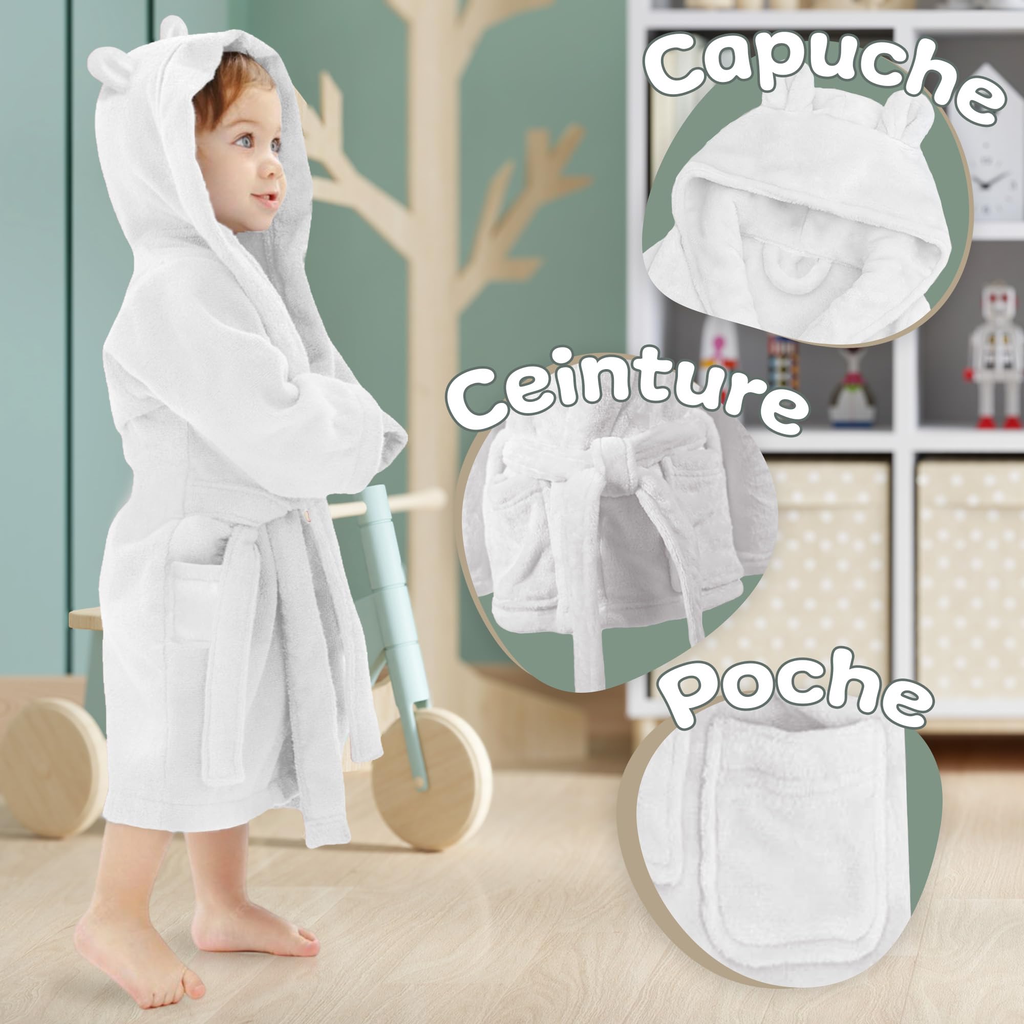 KDO MAGIC Peignoir bébé personnalisé - Doux et Moelleux - Personnalisable et brodé avec Un prénom - Garçons & Filles