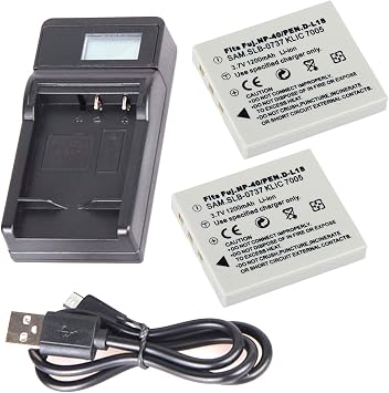 Battery 2 Pack and LCD USB Travel Charger for Sanyo Xacti VPC-E860, VPC-E870, VPC-E870G Digital Camera