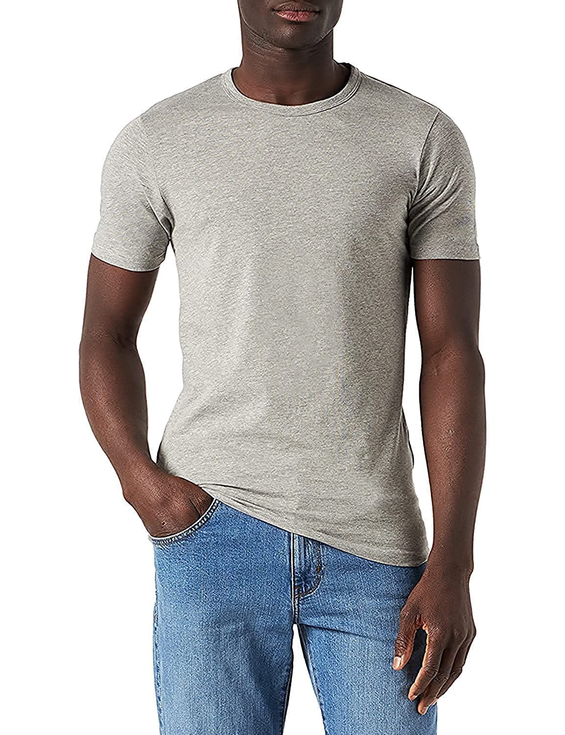 Jack and Jones Basic O-Neck Short Sleeve Men's T-Shirt Light Grey Melange Large