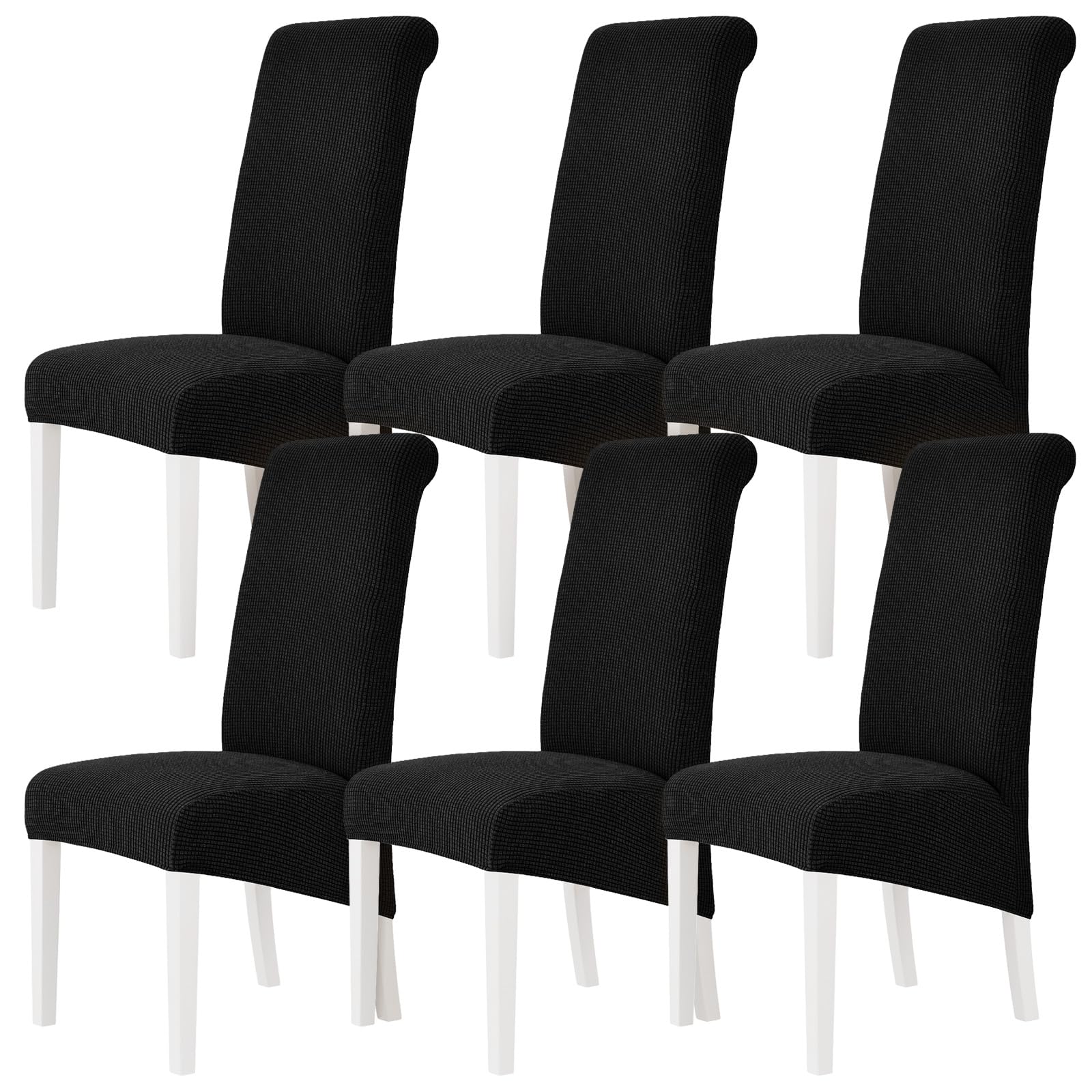 M.J COMFY-LIFE 12pack Stretch Dining Chair Covers, Universal Fit Removable Chair Slipcovers, High Elastic Washable Chair Protector for Dining Room, Kitchen, Hotel and Restaurant (Black)