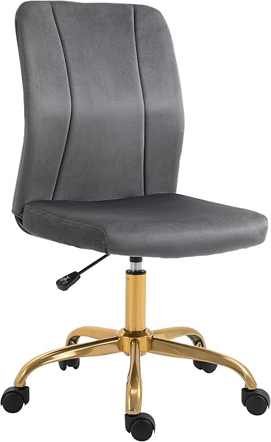 Vinsetto Office Chair Velvet Cover Desk Chair Ergonomic Computer Chair with 360° Swivel Wheels and Height Adjustable