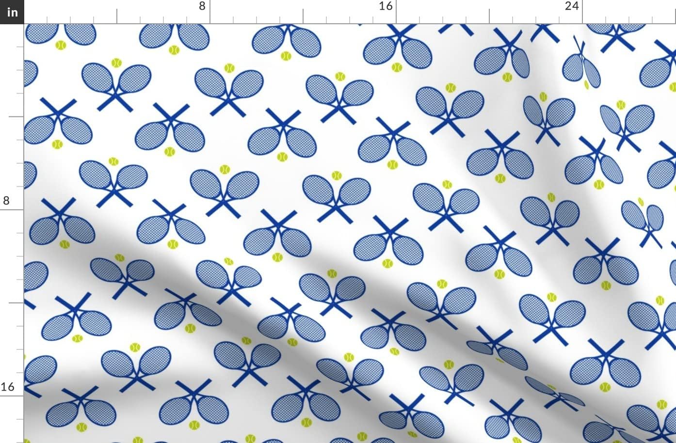 Spoonflower Fabric - Tennis Racquets White Racquet Racket Whimsical Printed on Organic Cotton Sateen Fabric by The Yard - Sewing Quilting Apparel Home Decor