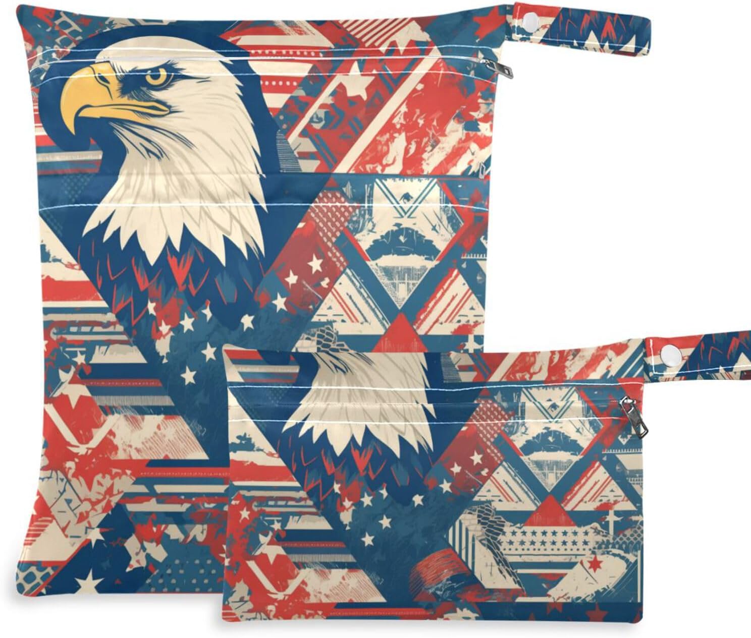 American Bird Blue Red Wild mess-proof wet clothes bag 2 Pack wet bag for swimsuit with handles for baby diapers, beach