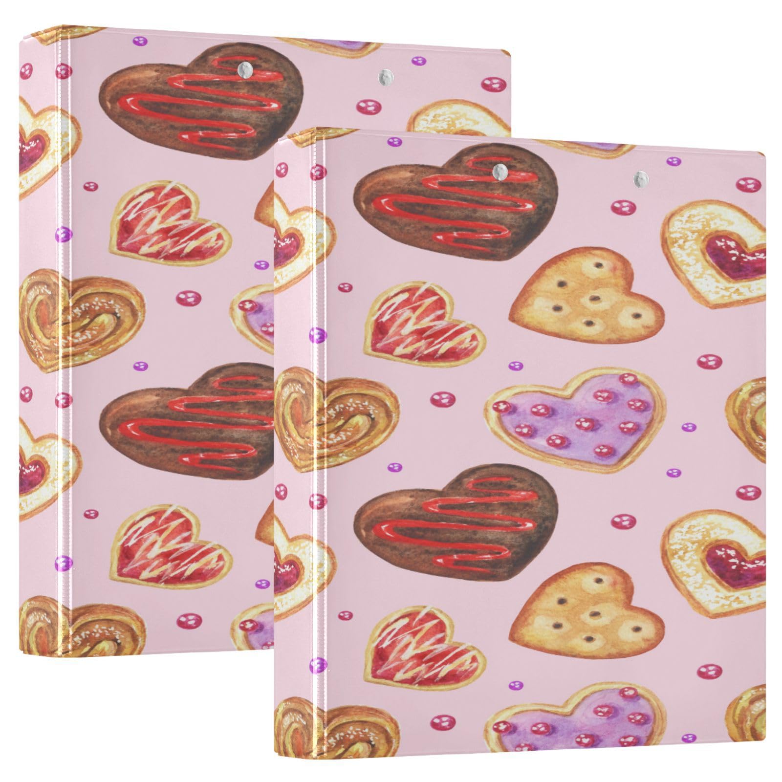 SKYSHU Love Heart - Raccoglitori ad anelli rotondi con 3 tasche interne in PVC trasparente, impermeabili, robusti, 3,8 cm, con clip in metallo antiscivolo, raccoglitori versatili per 200 fogli,