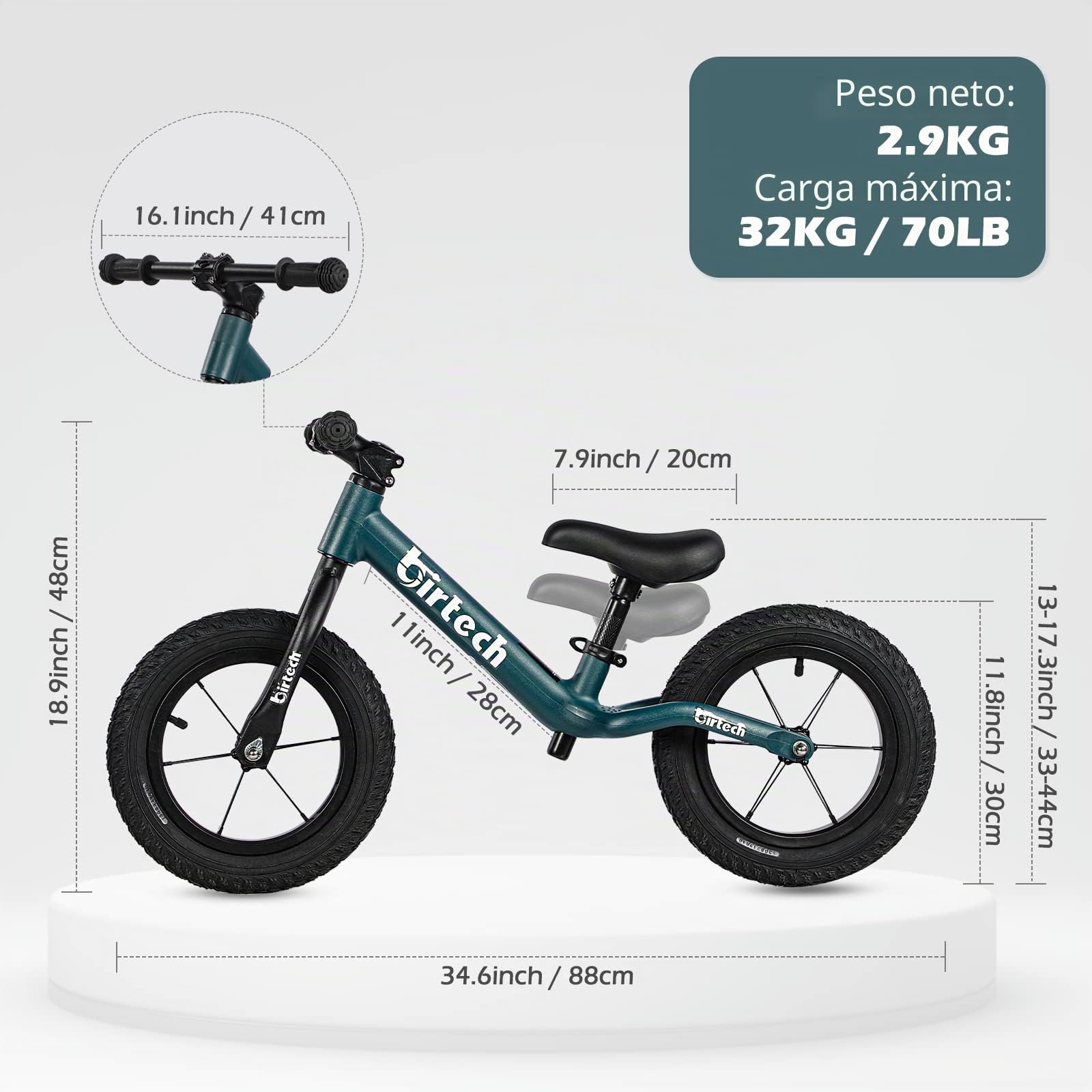 Hello-5ive Bicicleta sin Pedales de 12 Pulgadas, Adecuada para niños de 2 a 6 años, con Cuadro de Nailon, sin Pedales, Asiento Ajustable y neumáticos.