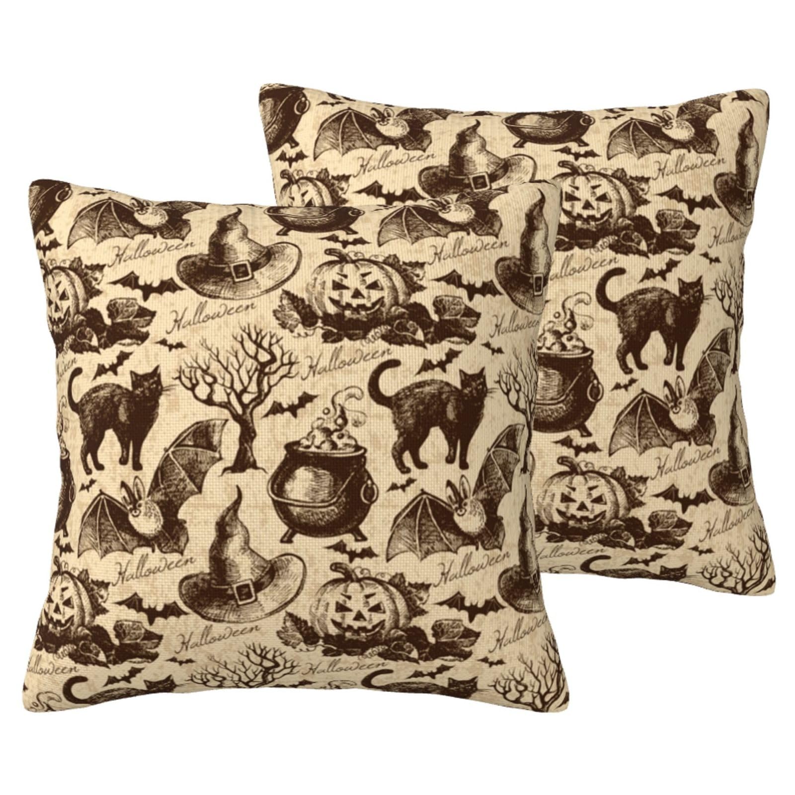 Housses de coussin en lin chapeau de sorcière déhoussables et lavables