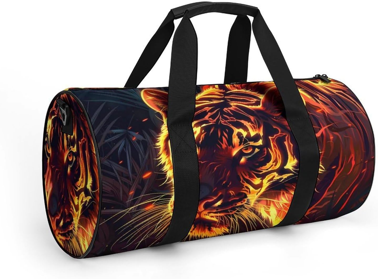 Flame Tiger Gym Sport Bag Travel Duffle Backpack Weekender Overnight with Shoes Compartment for Women Men