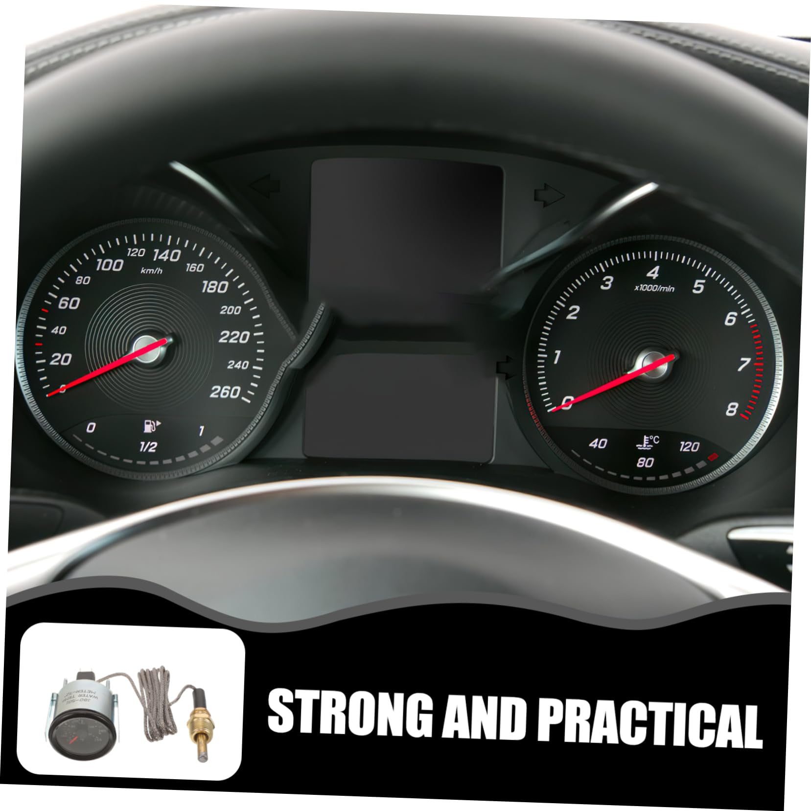 Termometro Meccanico Acqua 52mm con Sensore Doppia Scala per Veicoli, Strumento Abs e Metallo, Facile Installazione per Utilizzo Fai-da-te in Auto