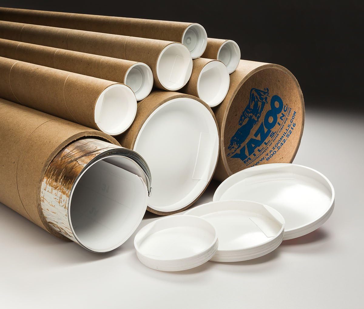 Yazoo Mills5" x .175 x 24 Heavy Duty Kraft Mailing Tubes with Plugs (Pack of 7)