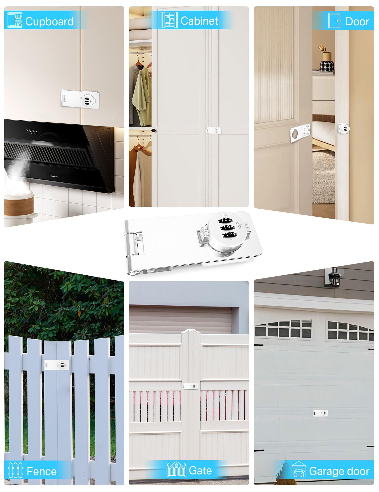 Cerradura de combinación de gabinete sin llave, cerradura giratoria de 3 dígitos para puertas, armarios, cajones, puerta de granero, baño, exterior, armario, valla, aleación de zinc duradera