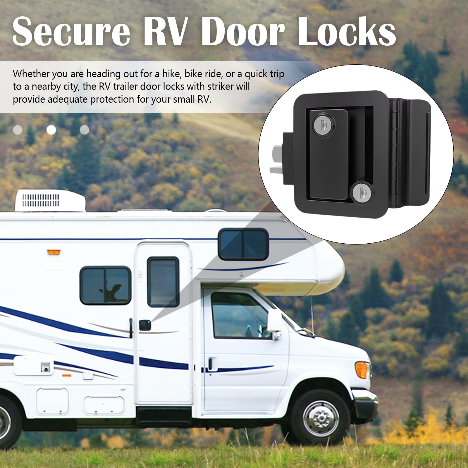 Serratura Porta, Serratura per Porta Anteriore per Camper con Serratura a Pagaia Maniglia con Chiavi per Auto Camper, Nero