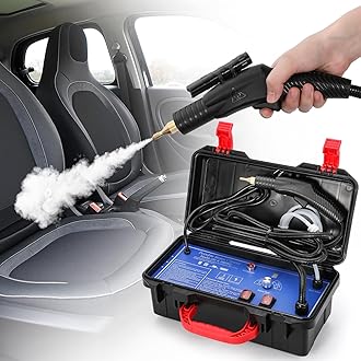 Hapyvergo 1700W Pressurized Steam Cleaner,Heavy Duty Portable Steamer for Car Detailing, High Temp, Home Use, Floor, Upholstery, Grout 110V with 12 pcs Accessories