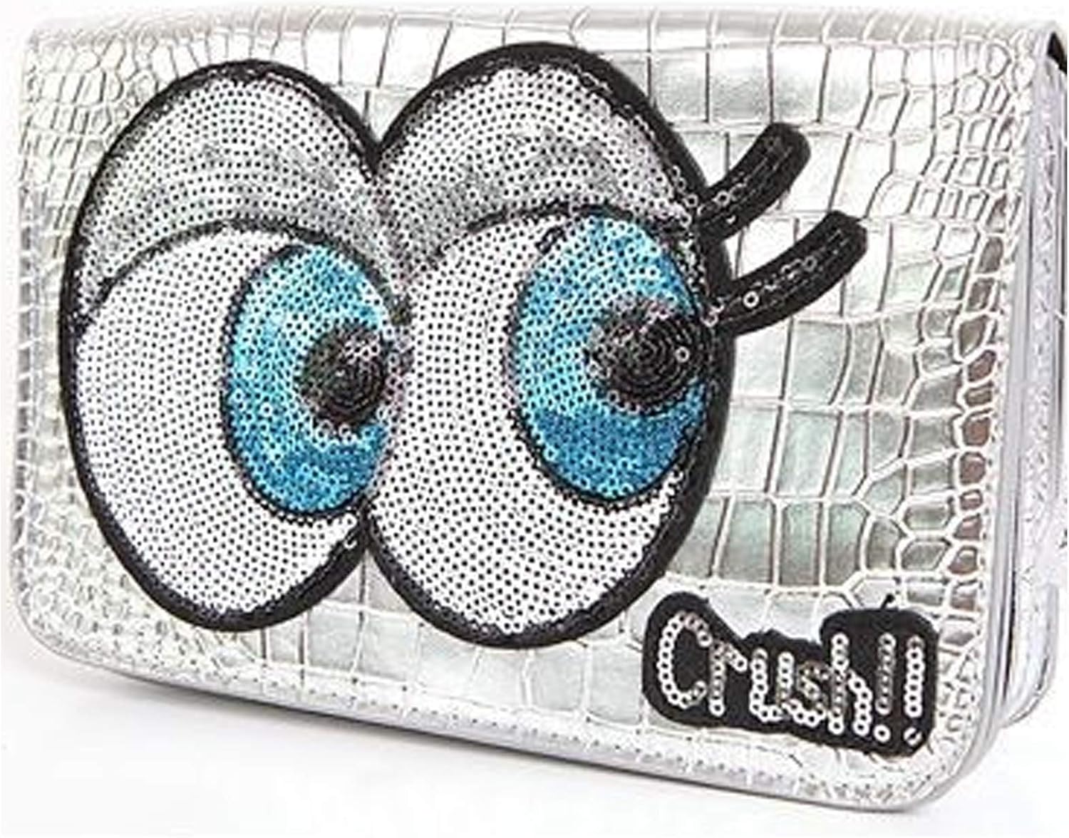 Crush Spangle Bag Cutie Eye Trendy Kids Mini Handbags Crossbody Cell Phone Purse Wallet Travel Passport Bag Handbags for Little Girls Toddlers(Silver)