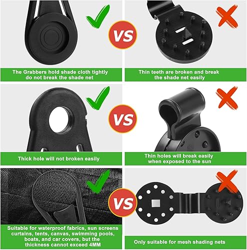 Miniatura 3 de Clips de sombra resistentes, 20 piezas con bolsa de almacenamiento, clips para sombra solar y abrazaderas para redes antipájaros, accesorios de red