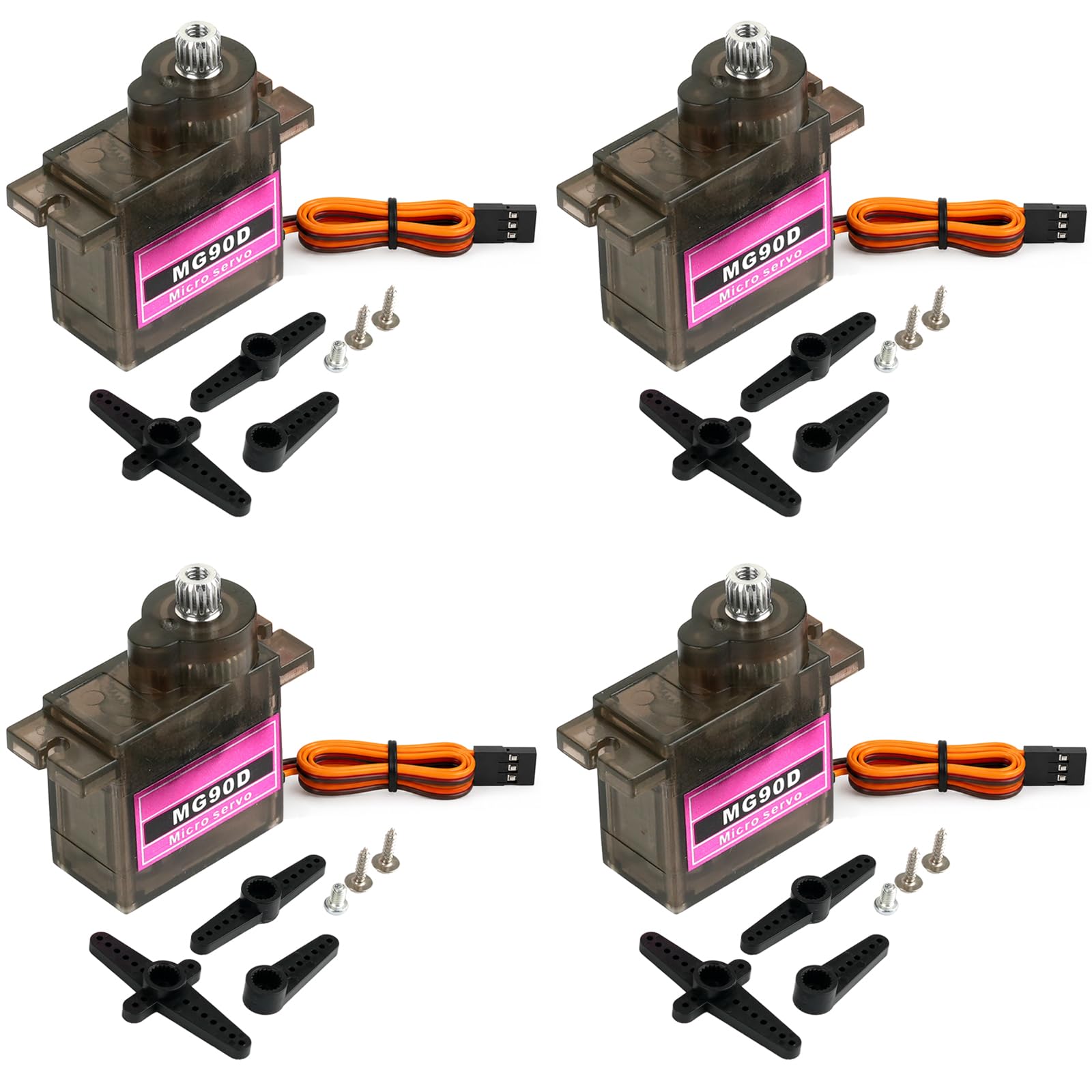 Geekstory MG90D 9g Digital Micro Servo 360 Degree Continuous Rotation Full Metal Gear for RC Model Robot Arm Car DIY (4 Pack)