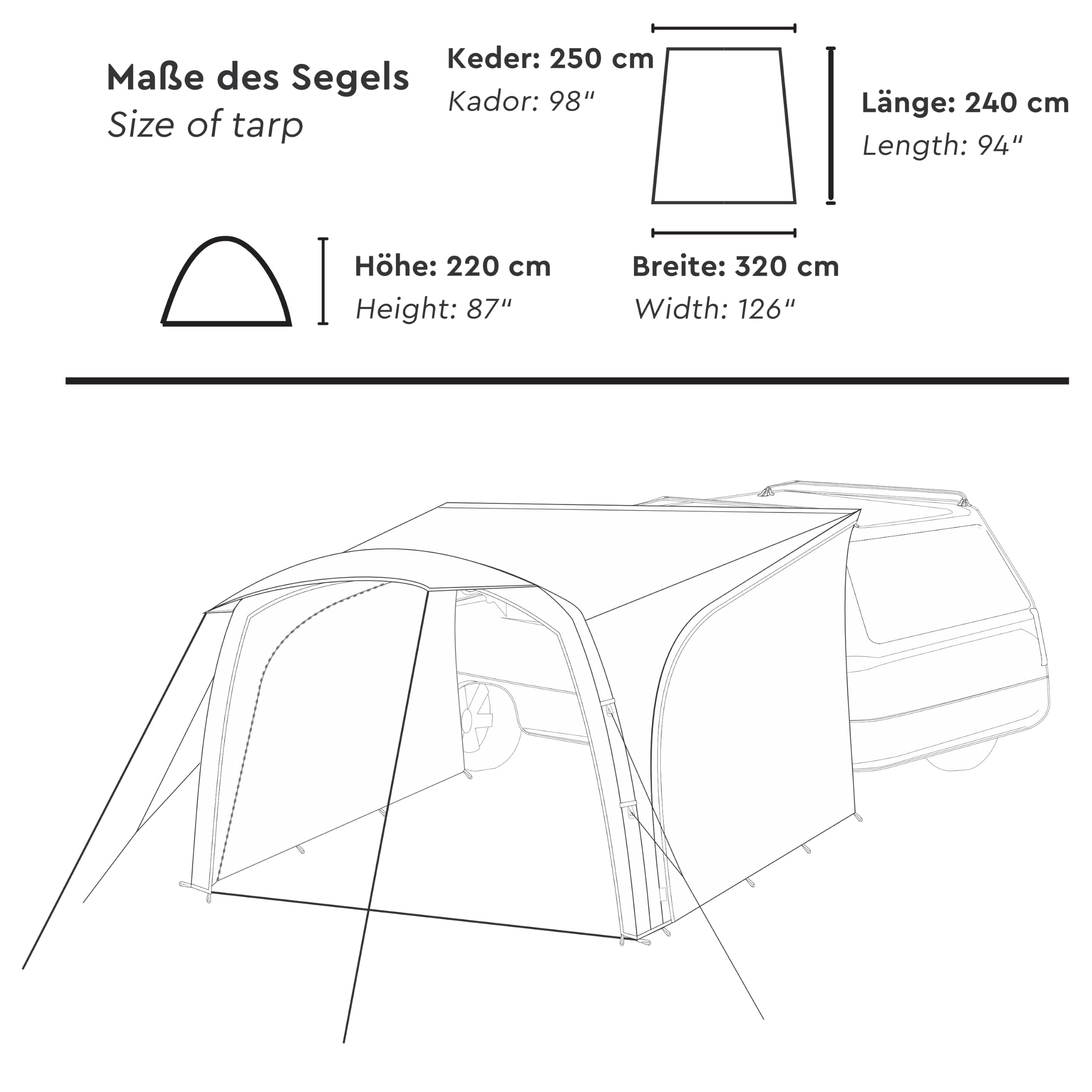 TAPA Bus-Sonnensegel mit Air-System Schutz vor Sonne und Regen