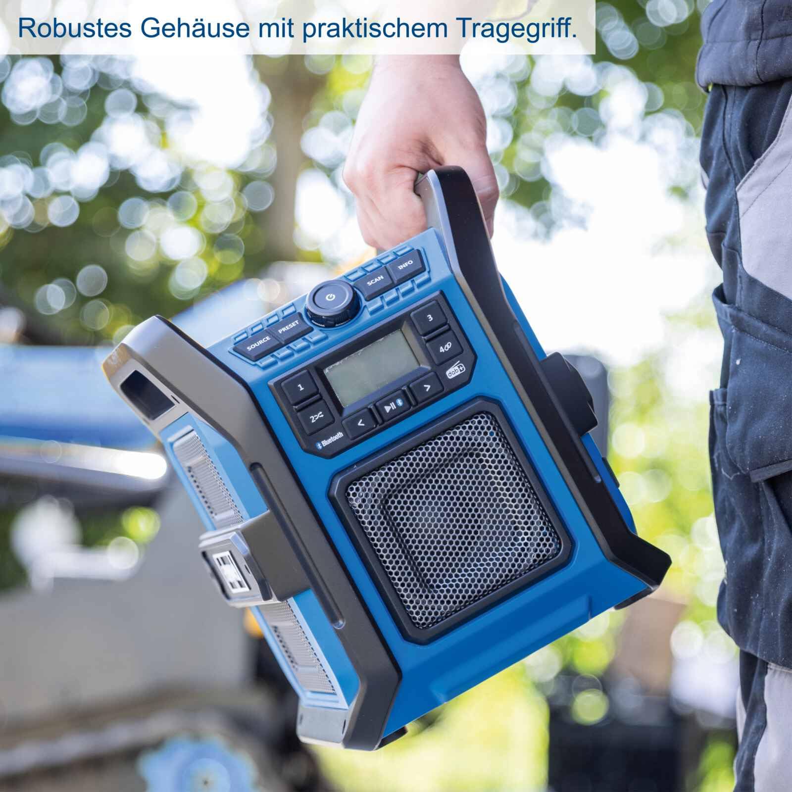 Scheppach Akku Baustellenradio C-DAB30-X | Empfang DAB+ & FM, Audio Bluetooth & USB-A | 30W Lautsprecher | Preset Equalizer, TWS Sound | 20V-IXES-Serie | 10 Jahre Garantie | mit 2Ah Akku & Ladegerät