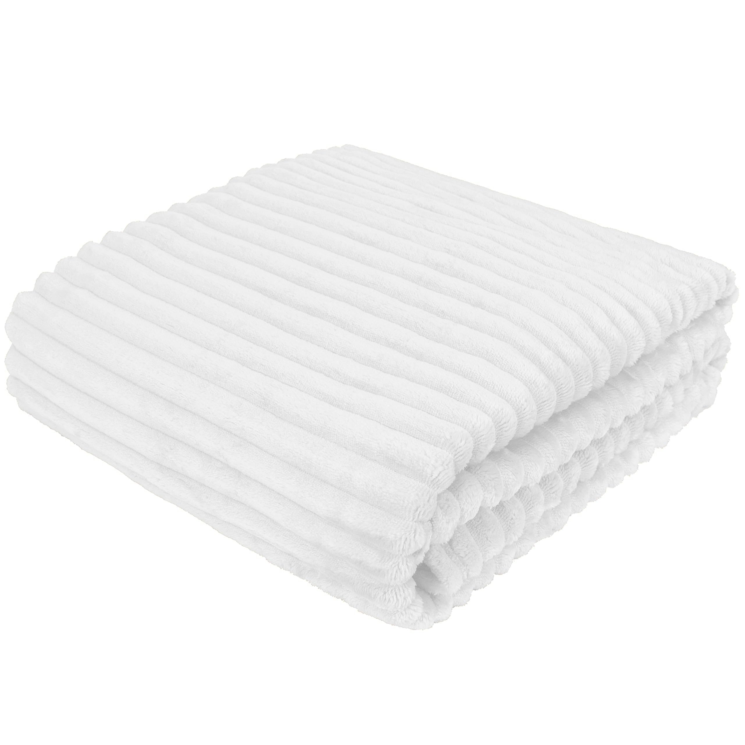 Cottonmarket Manta de 170 x 210 cm, Colcha por Dos Caras, mullida para salón y Dormitorio, Manta de sofá, Manta de Pelo, Color Blanco OEKO-TEX STANDARD 100