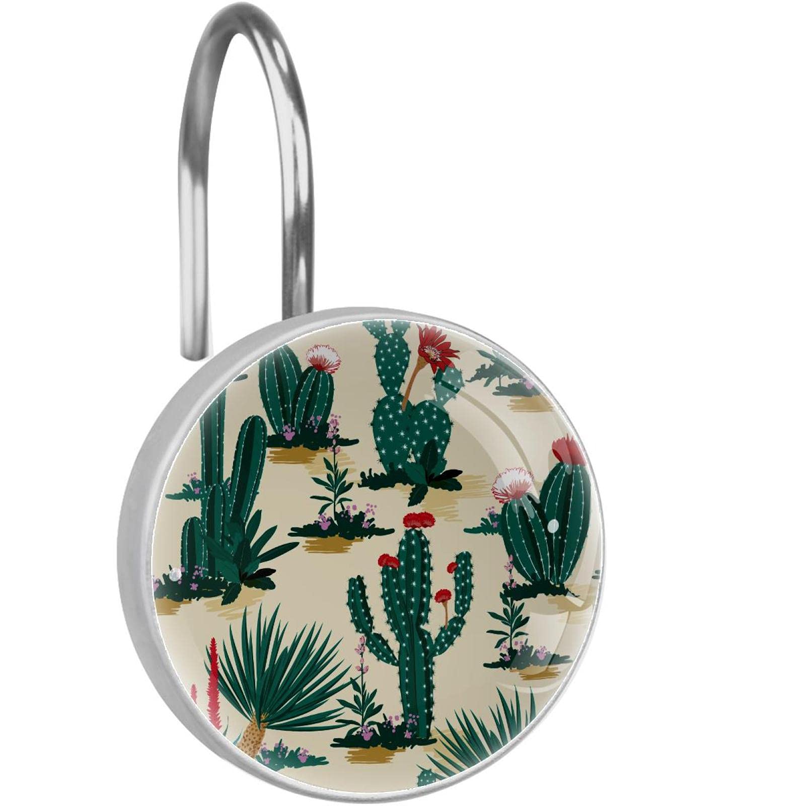Crochets de rideau de douche antirouille en cactus pour doucher sans taches