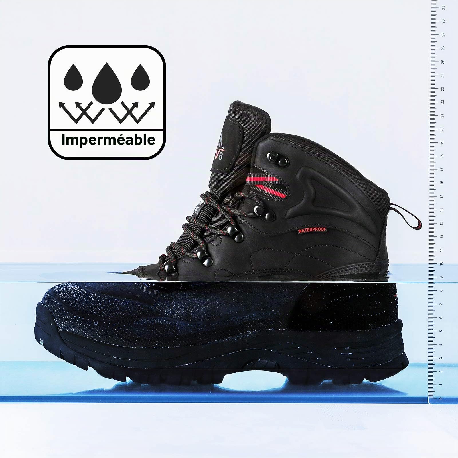 NORTIV 8 Bottes de Neige pour Hommes Imperméables | Bottes de Hiver avec Doublure Chaude Confortable Bottine Durable