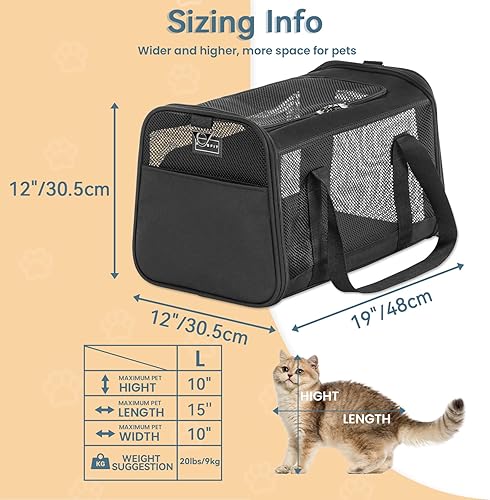 Miniatura 89 de Petsfit Transportador para perros pequeños, ligero, portátil, suave, para gatos grandes y medianos, malla transpirable de 5 lados, a prueba de fugas