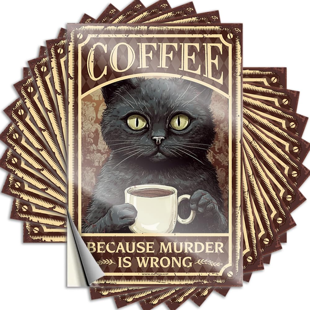 JNBT Live Animal Sign For Work Adult - Vinyl Waterproof Durable Peel & Stick Coffee Because Murder Is Wrong | Wall Art Stickers And