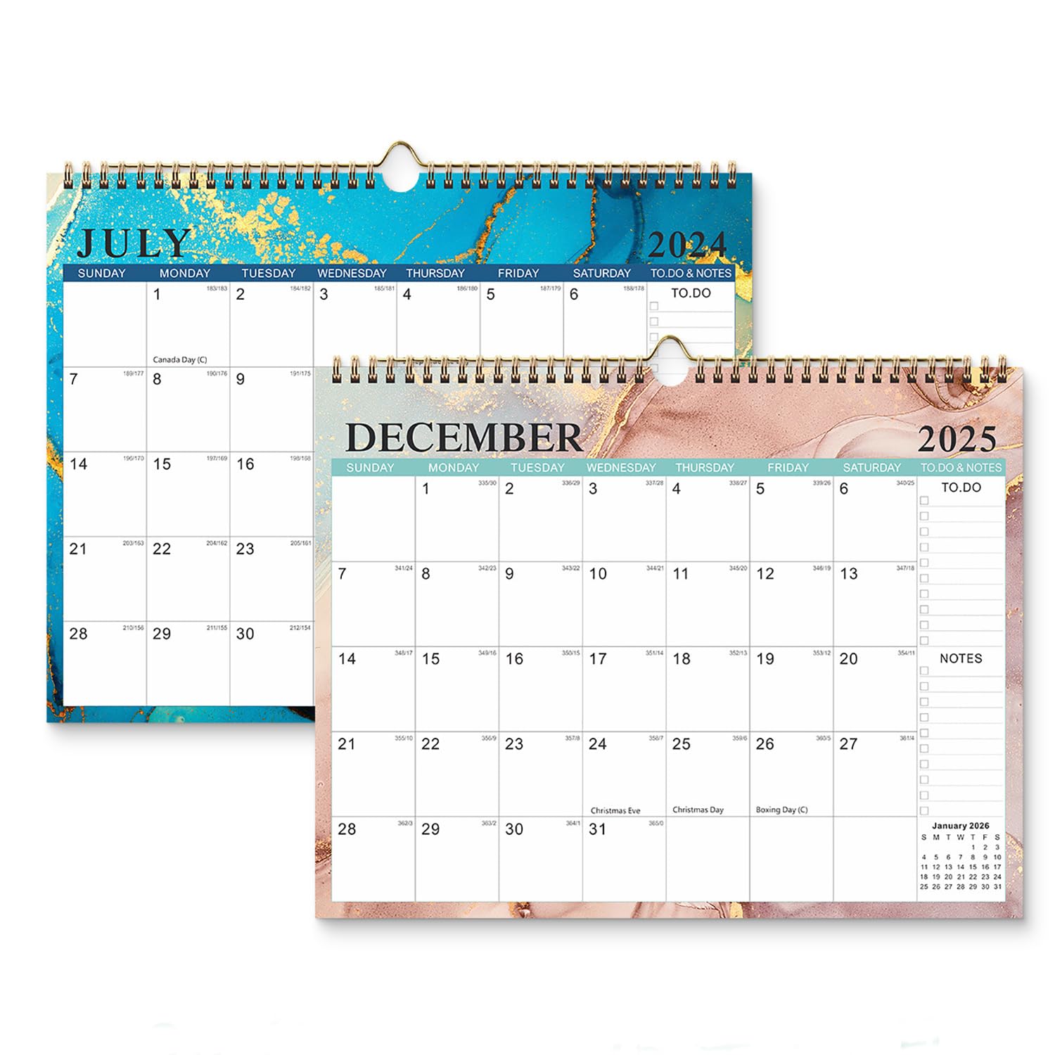2024 Calendar - 18 Months Wall Calendar 2024-2025, July 2024 - December 2025, Twin-Wire Binding, Premium Paper, Daily Blocks with Julian Dates, Perfect for Organizing - Oil Paintings Design (D)