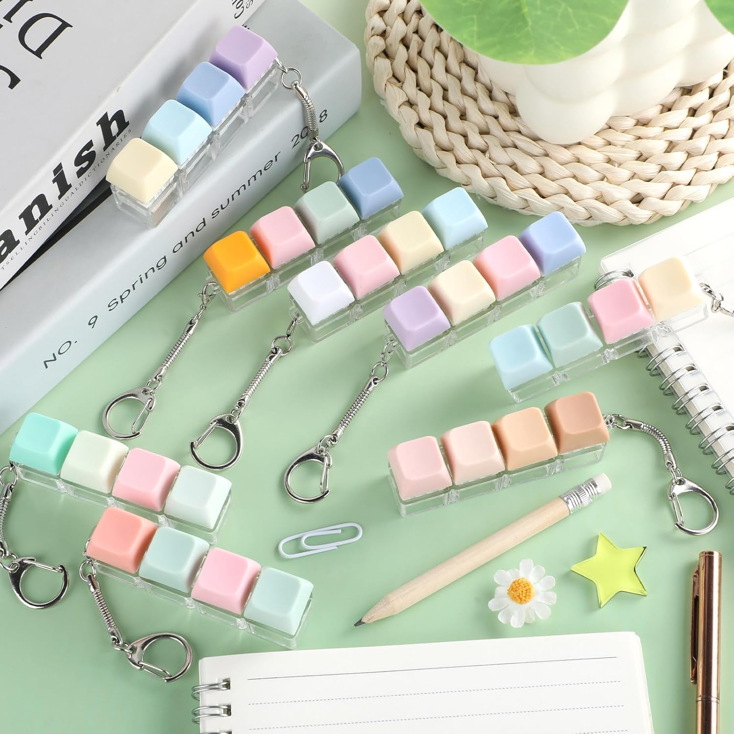 12 Pcs Keyboard Fidget Toys Stress Relief Fidget Clicker Keyboards Set Colorful Keyboard Decompression Toys Button Stress Relief Gifts for Adults to Relieve Stresses Pass Time Party Giveaways Favors