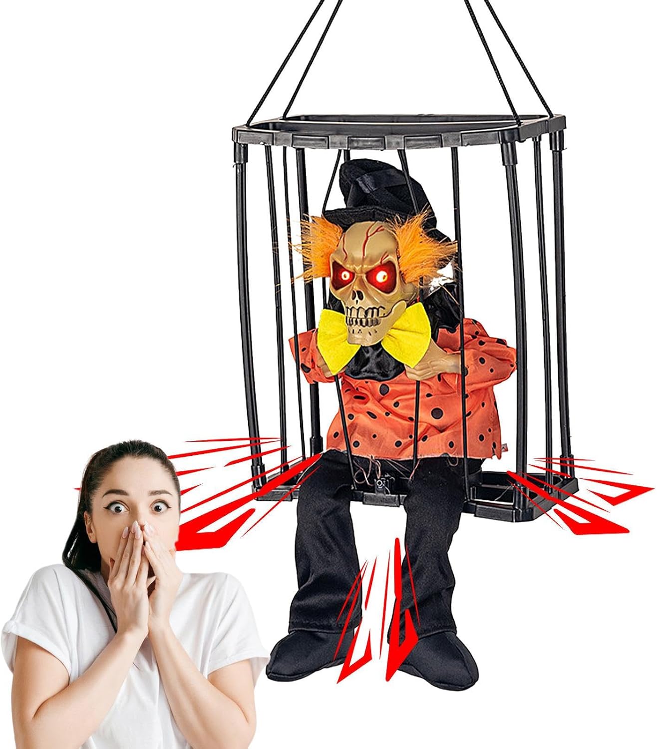 Halloween Animated Decorations,Motion Activated Skull Props For