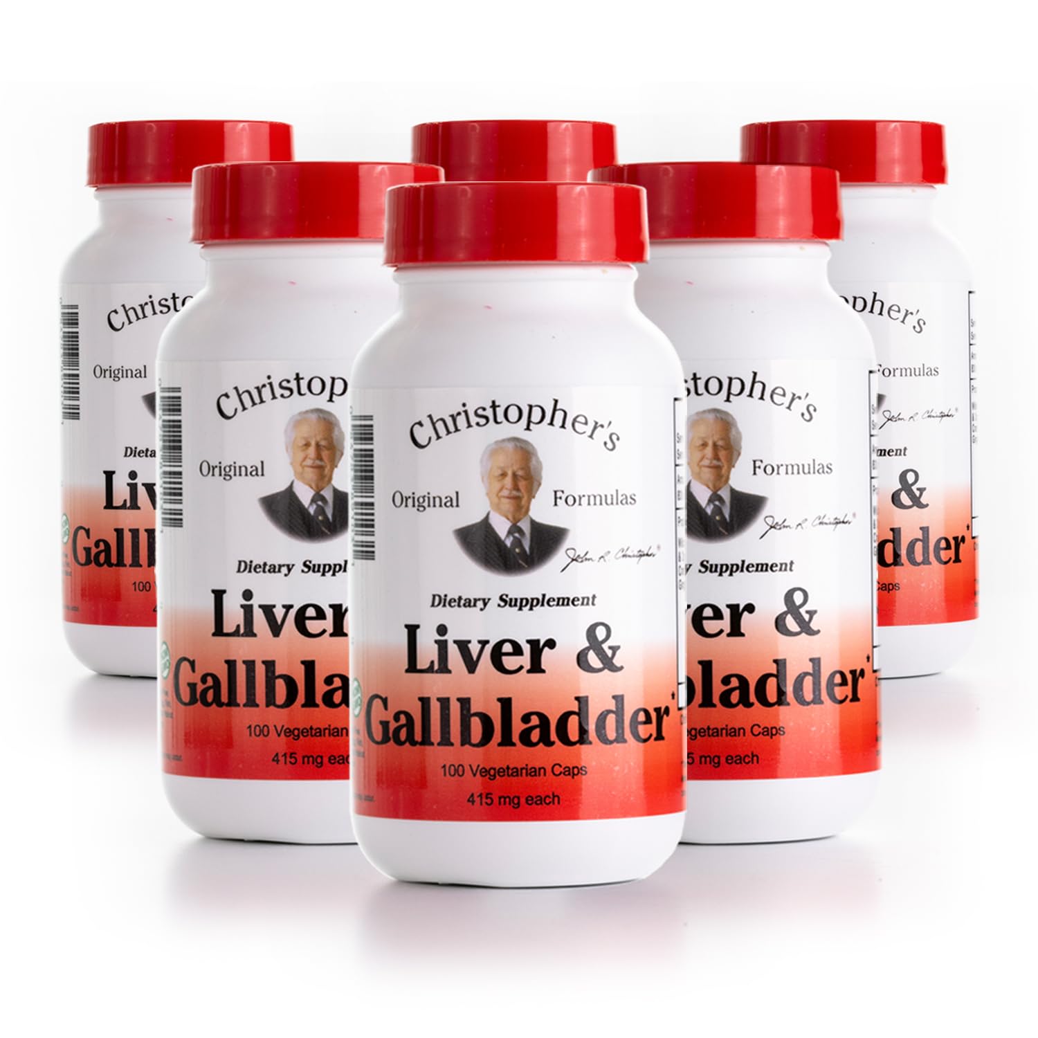 Christopher's Original Formulas Liver & Gallbladder Formula Capsules - Gallbladder Supplements with Digestive Enzymes - Supports Digestive System with Natural Herbs - Pack of 6