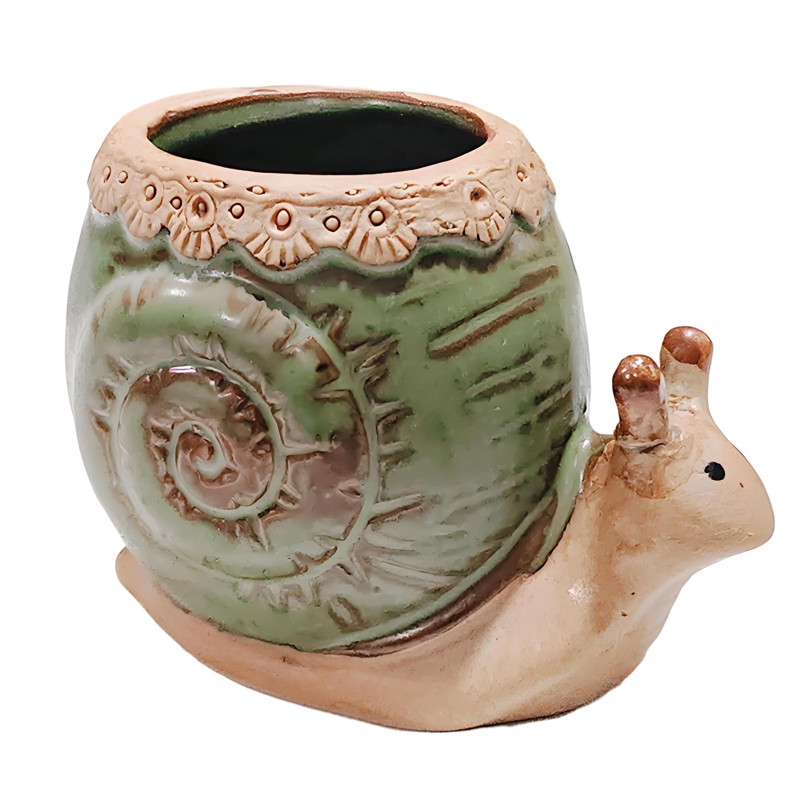 Hsyzygian Ceramic Fleshy Plant Container Snail Planter Flowerpot Ornament for Fleshy Plant Cactuses Container for Home Balcony Ceramic Planter Snail