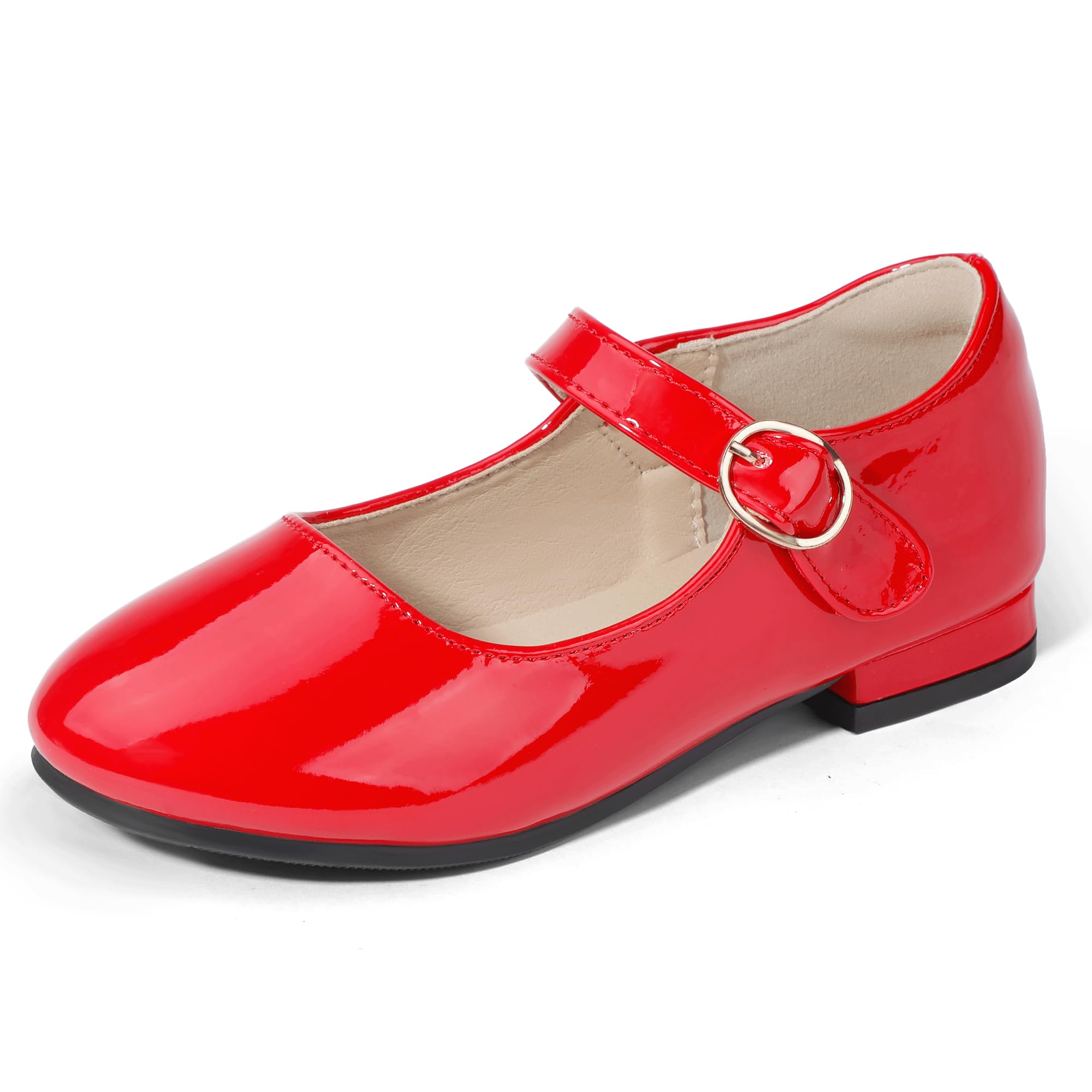 PANDANINJIA Girls Dress Shoes Patent Ballerina Flats Toddler Little Big Kid Mary Jane Low Heels Shoes