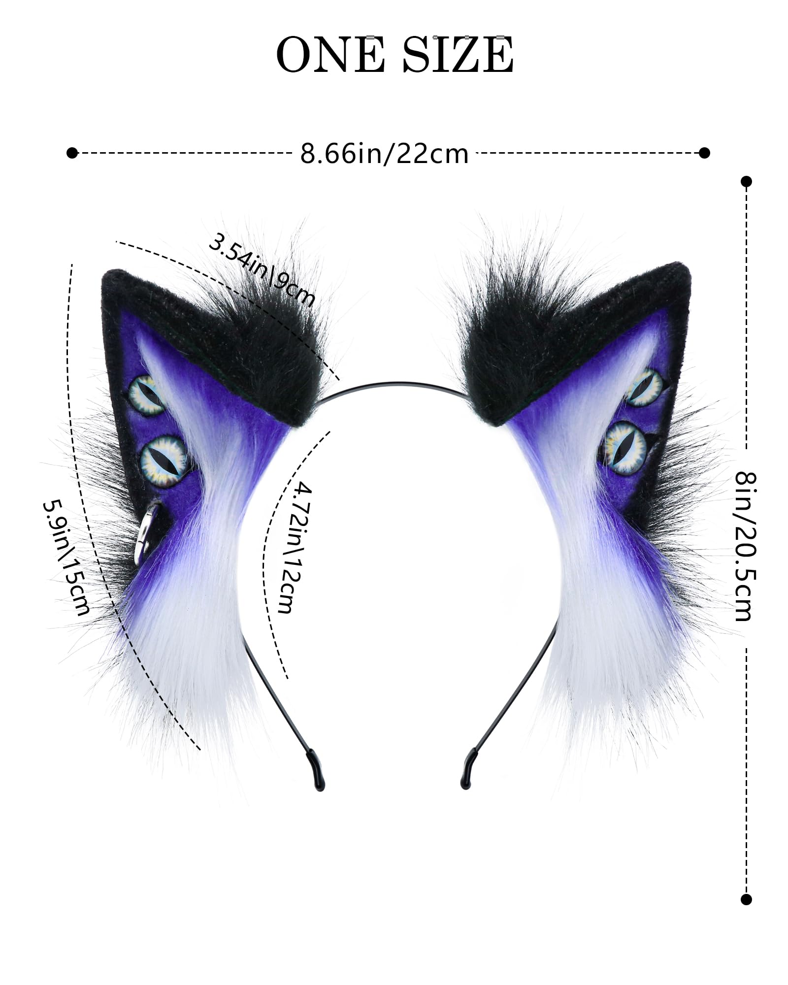ZFKJERS Handmade Demon Wolf Ears Headband Furry Animal Ears Hairband for Costume Party Halloween, Cosplay Accessories (Blue) - Image 3