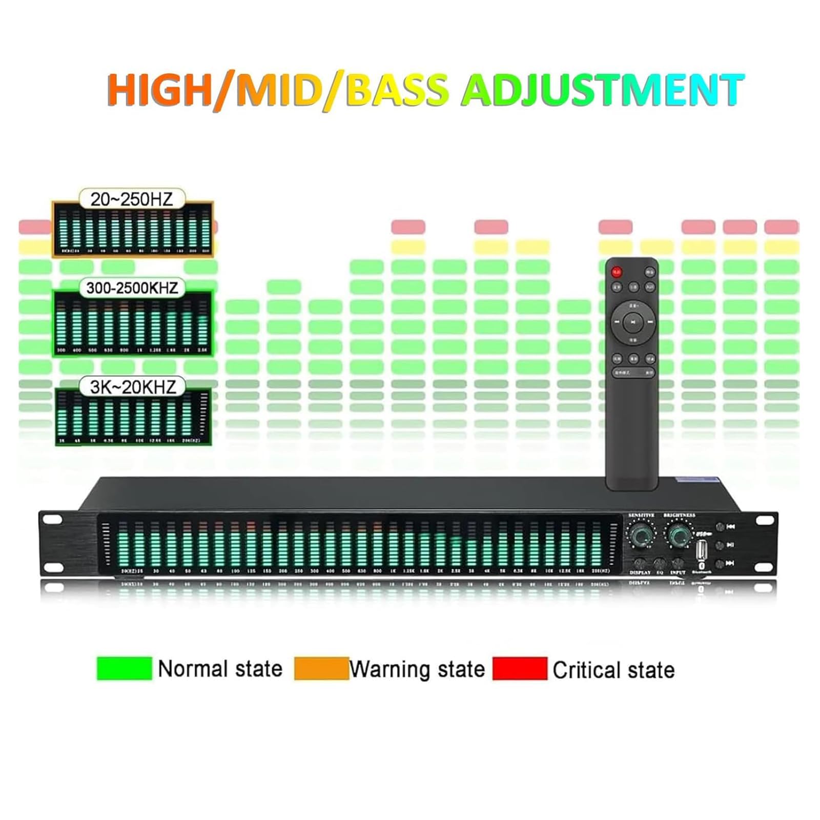 Equalizzatore Digitale a 31 Bande con 21 Effetti e Display LED | Equalizzatore Audio Grafico Stereo con Regolazione di Bassi, Medi e Alti, Riduzione Automatica del Rumore, per Studio