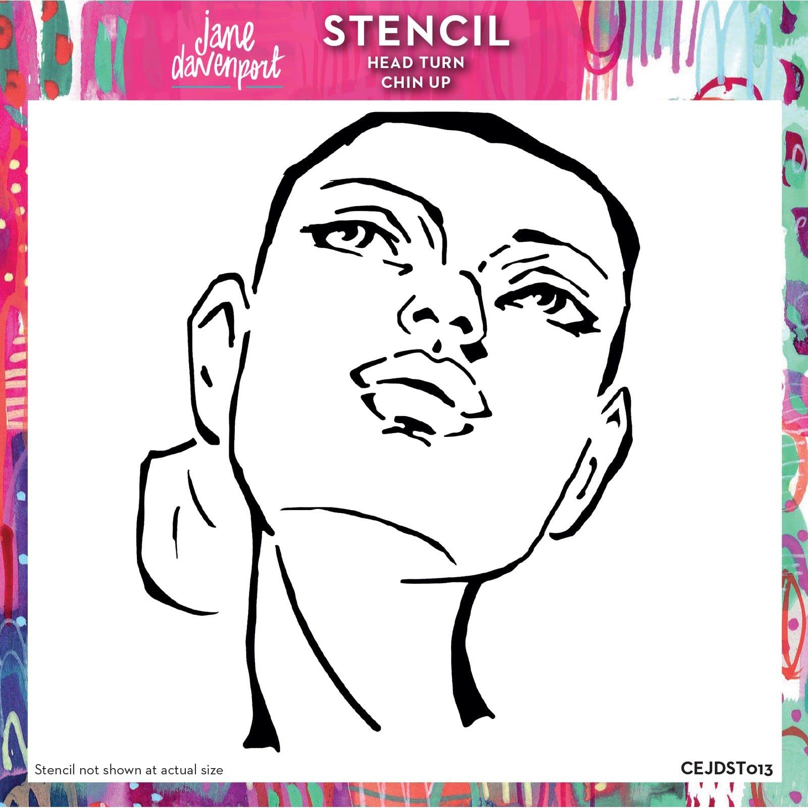 Jane Davenport Head Turn-Chin Up 6 in x 6in Stencil, Cream, 6 x 6 in