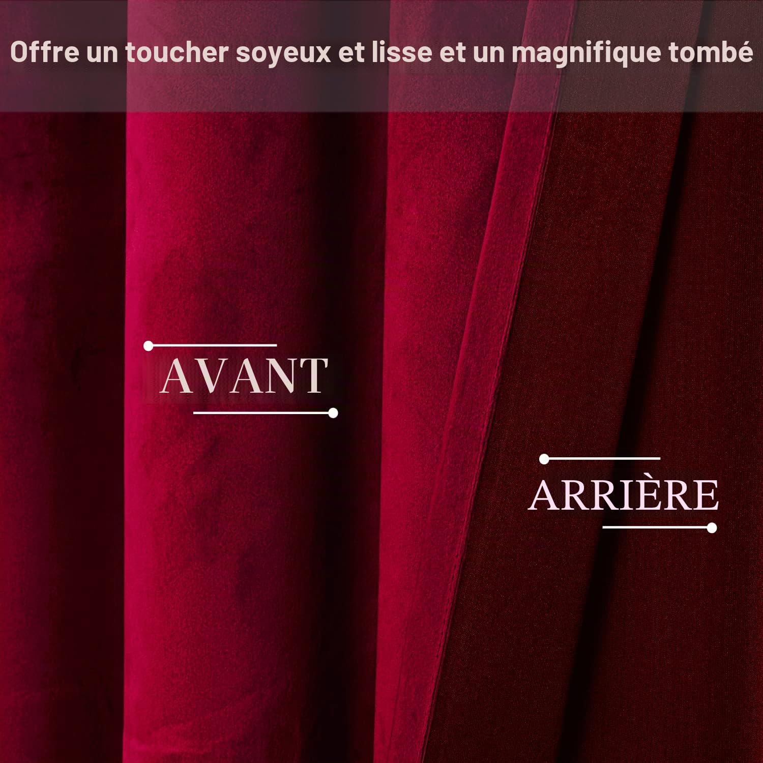 JIUZHEN Décorations de Noël Lot de 2 Rideaux Velours Occultants Doux et Opaques à Oeillets Rideau Thermique Isolant Anti Chaleur et Frois pour Chambre Décoration 140x145cm (LxH) Rouge Bordeaux