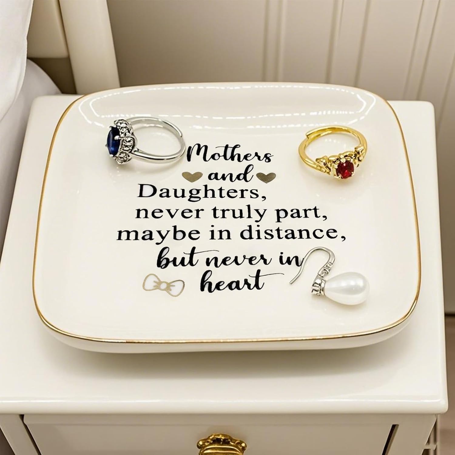 Gifts for Mom from Daughter, Ceramic Jewelry Tray Dish, Christmas, Birthday, Mothers Day Gifts from Daughter, Mom Gifts Ring Holder Trinket Dish, Small Ring Dish Nightstand Jewelry Plate Dish - Image 7