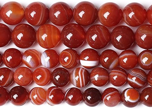 45 cuentas sueltas de ónix de ágata roja de piedra natural de 0.315 pulgadas para hacer joyas, pulseras y collares