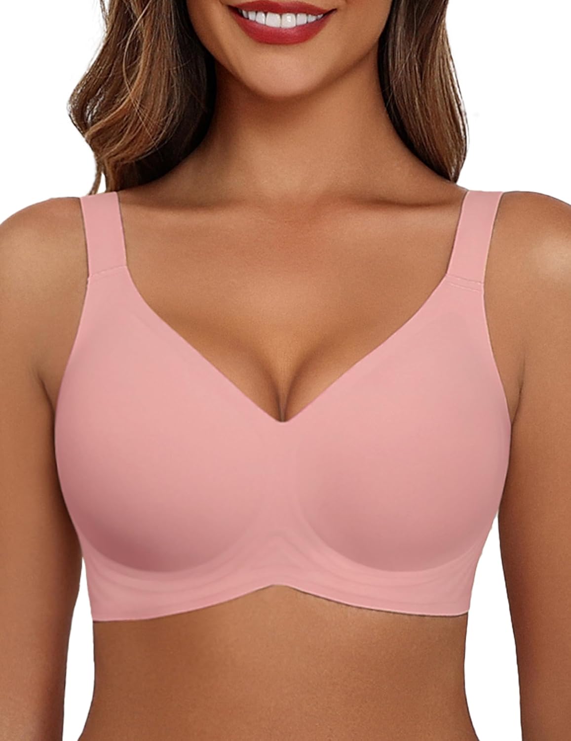 Avidlove Bras for Women Seamless Bra Full Coverage T Shirt Bralettes V Neck Wireless Bra Comfortable Brassiere