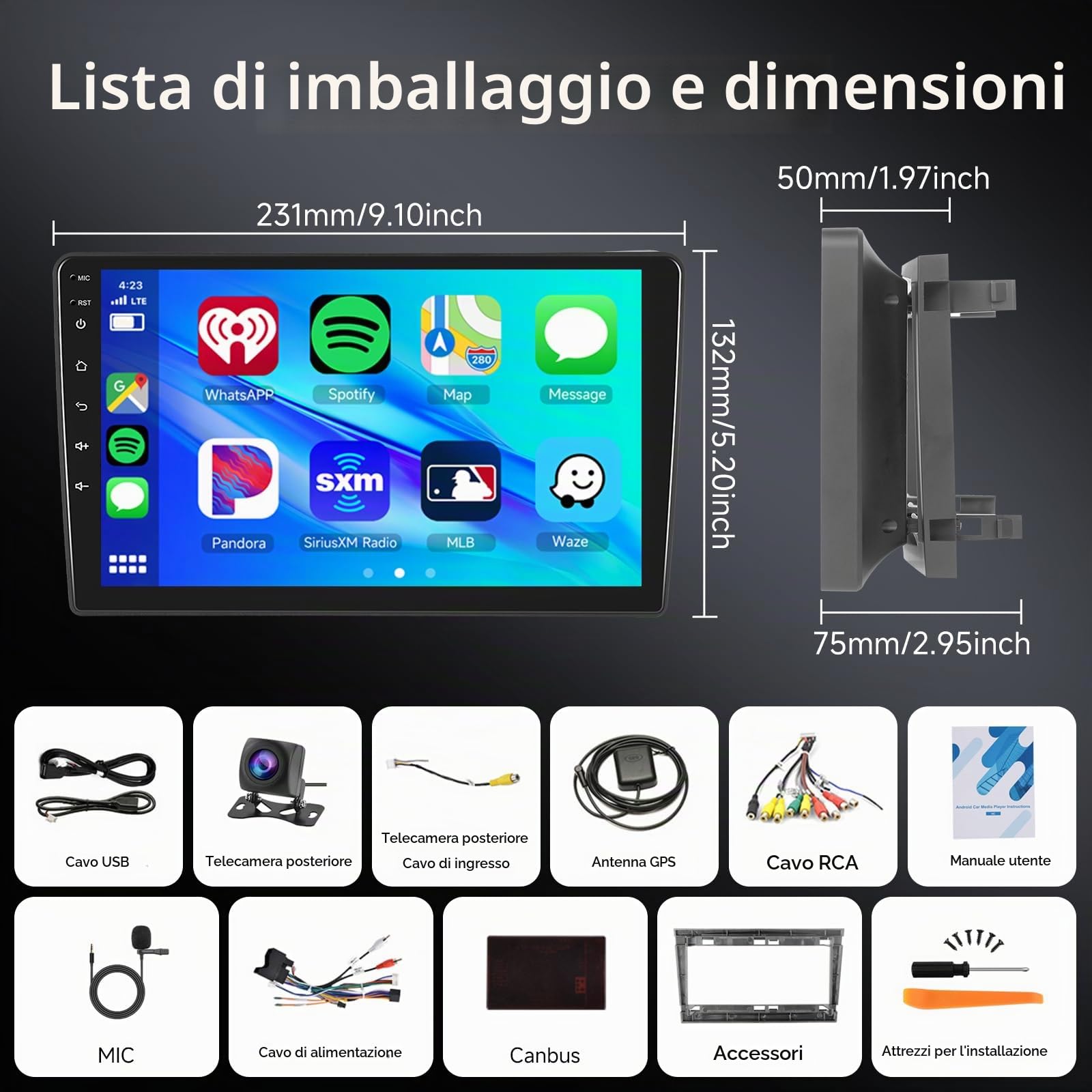 2GB 64GB Android Autoradio per Opel Astra/Zafira/Antara 2006-2010 Radio Wireless Carplay Android Auto, Hodozzy 9 Pollici Touch Screen, Navigazione GPS WiFi, Bluetooth,FM/RDS EQ, 2 Din Radio per Opel