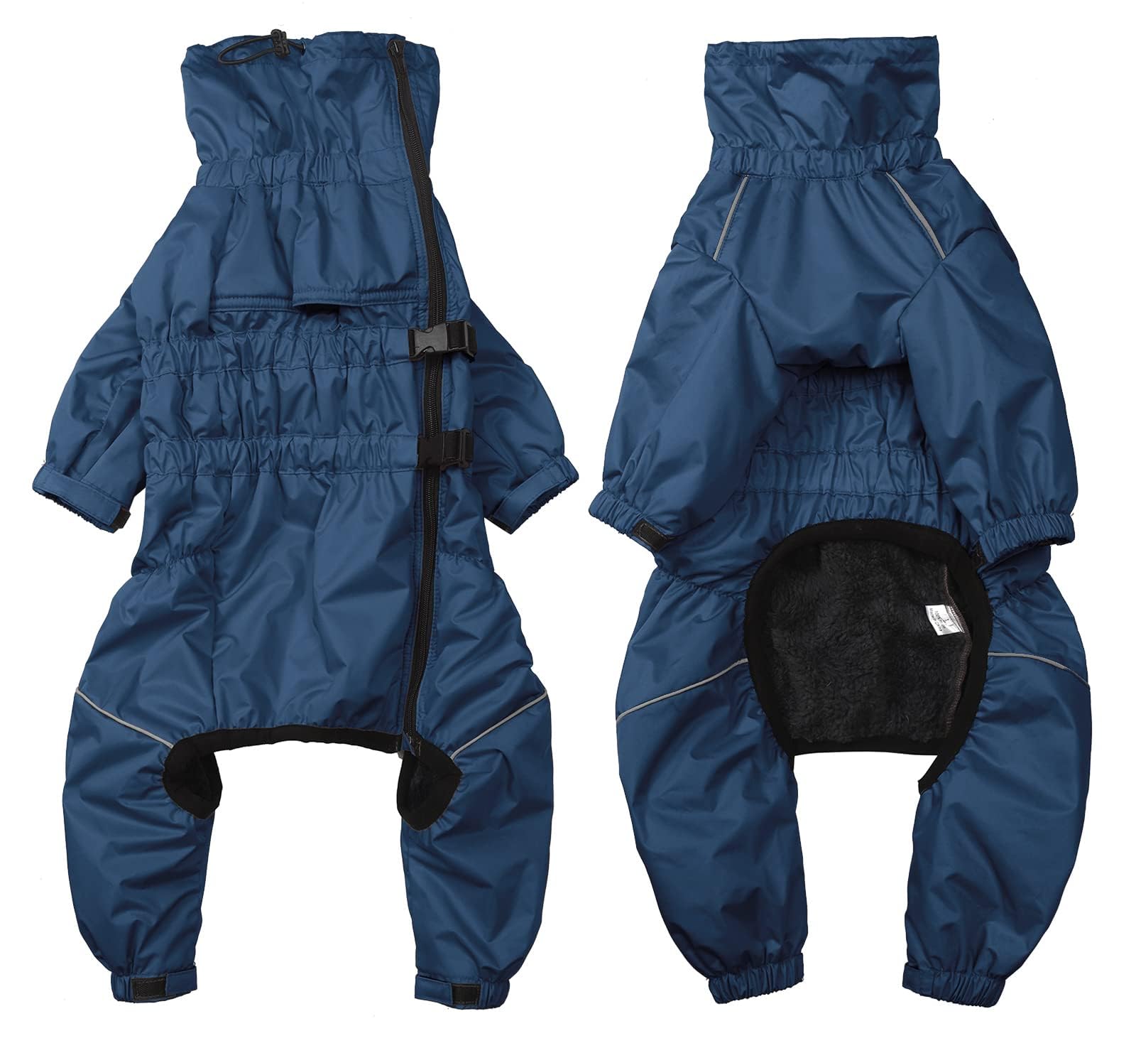 Abrigo Impermeable con Cuatro Piernas para Perros,con Forro Polar, 1/2 Pantalones Traje Pierna Abrigo de Invierno para Perro, para Cachorros Pequeños Mediano Perros-Azul Marino-S