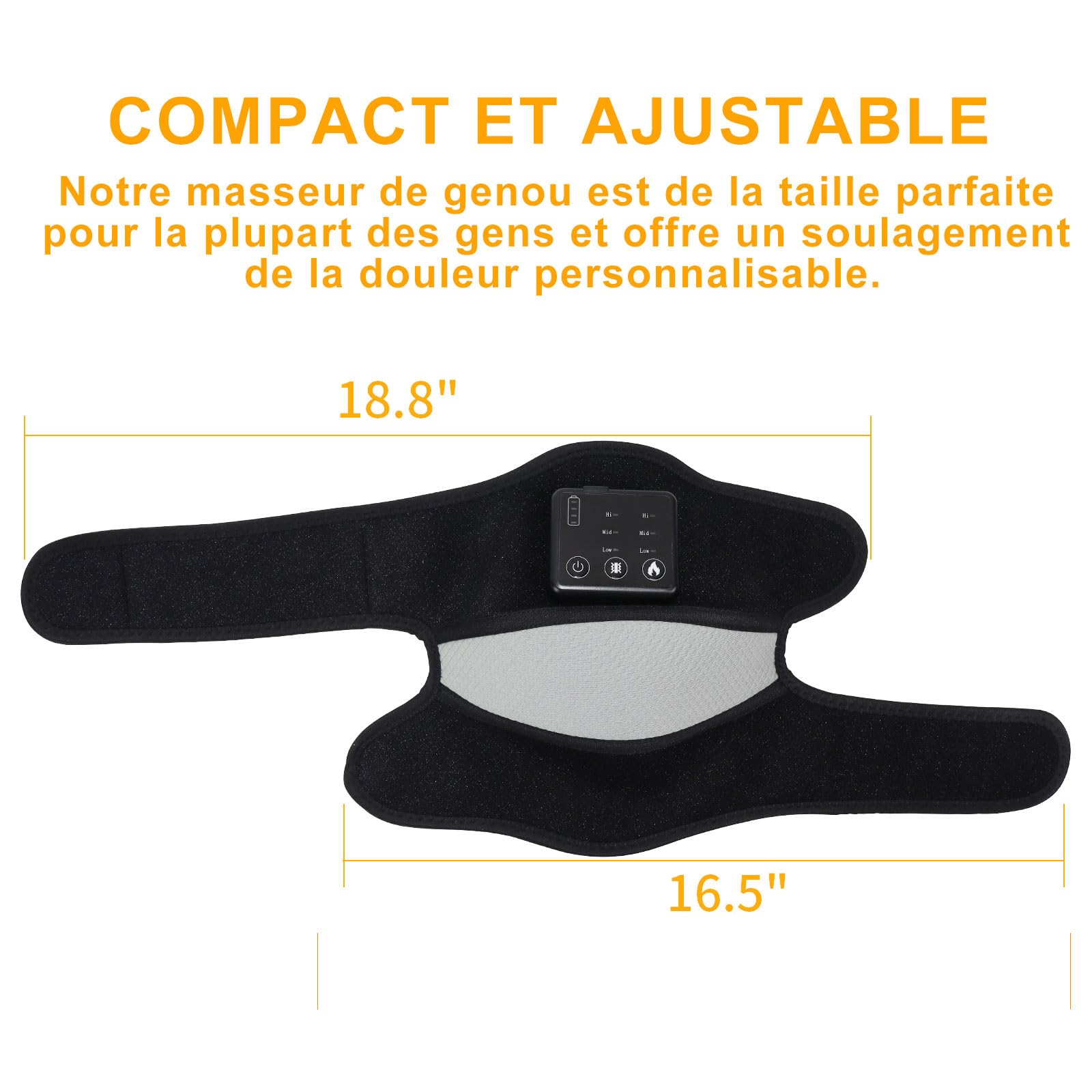 HONGJING Appareil de massage chauffant pour genoux pour soulager la douleur – Genoux, épaules et coudes avec chauffage et massage, idéal pour l'arthrite, la sciatique, le ménisque déchiré et